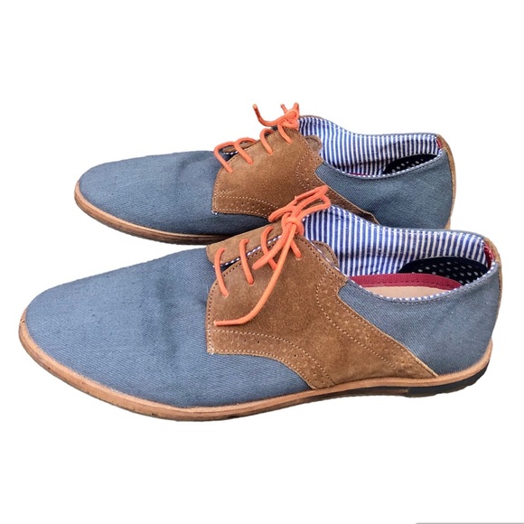 Ben Sherman Other - Ben Sherman blue and brown loafers with orange laces, size 11